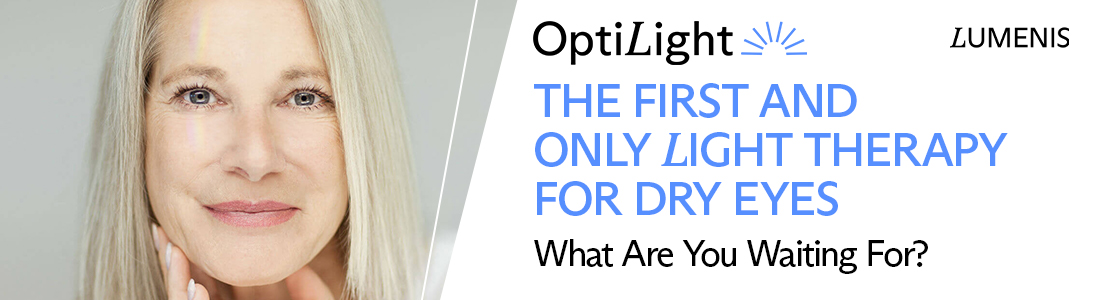 Image reads: "Optilight, the first and only light therapy for dry eyes. What are you waiting for?"